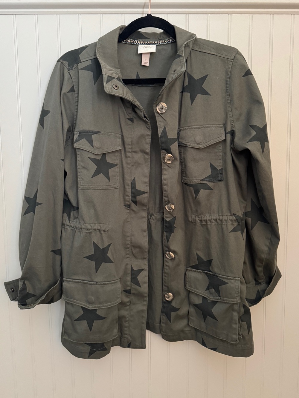 Knox Rose Olive Green Star-Print Utility Jacket